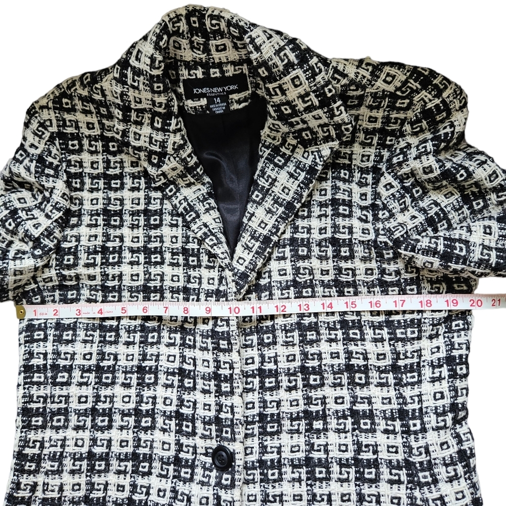 Jones New York Black and Off-white Blazer Wool Blend Thick Textured Size 12 - Picture 9 of 13